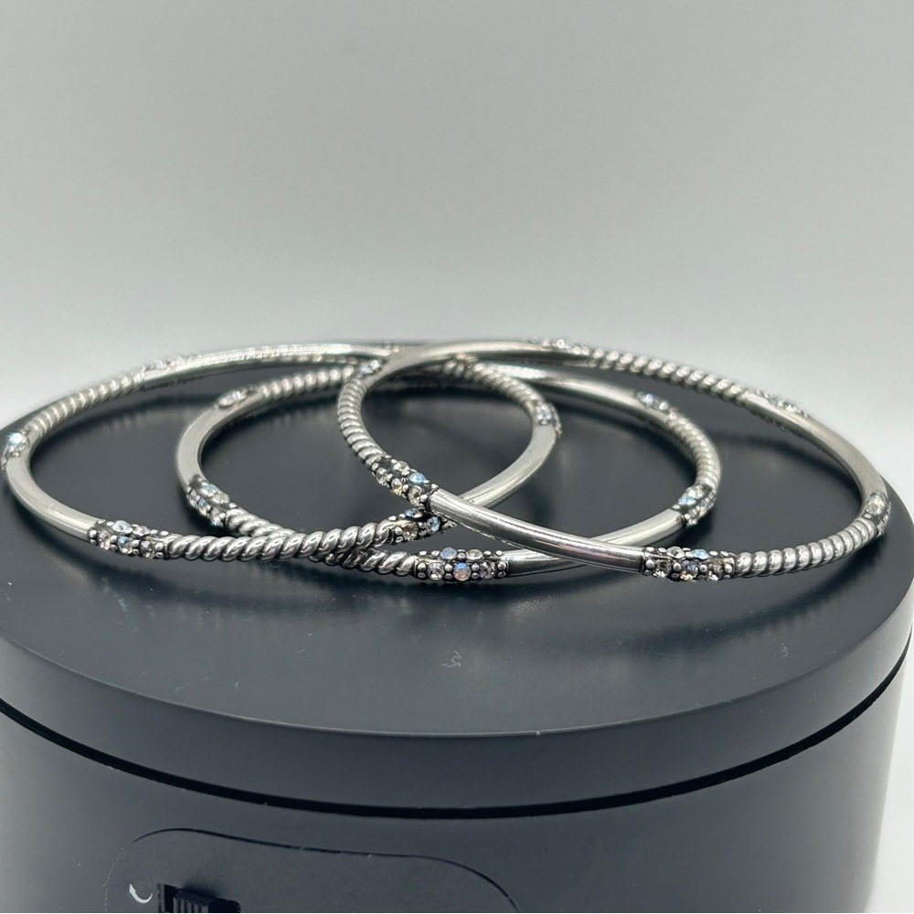 Brighton - Silver & Crystal Stackable Bracelet Se… - image 3